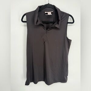 Tommy Bahama Golf Sleeveless Zip Polo Black Large